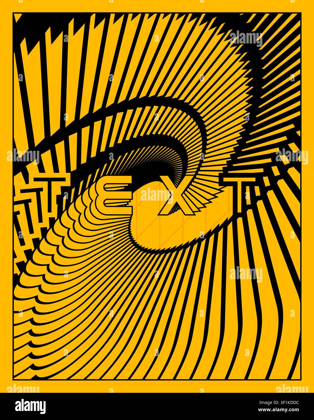 Geometric Type Poster With Dynamic Zigzag Visual Effect Stock Vector