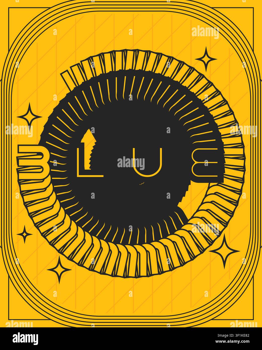 Creative Abstract 3D Typography Text Poster Yellow Black Motion Design Stock Vector