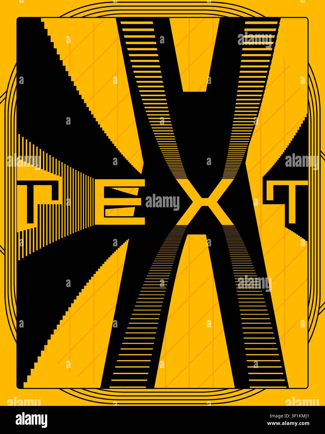 Dynamic Optical Illusion Text Poster Yellow Black Wall Art Stock Vector