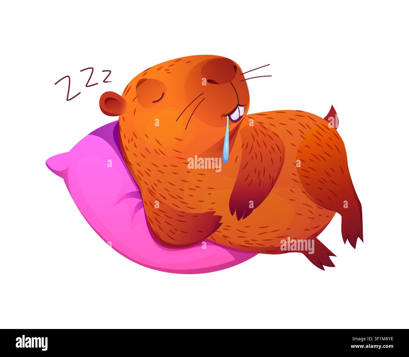 Funny cartoon sleeping capybara character Stock Vector