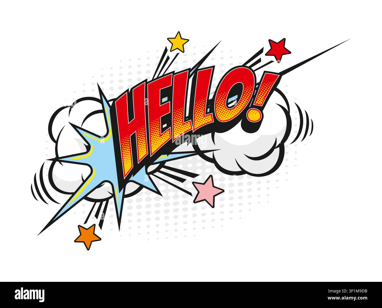 Cartoon vintage hello comic speech bubble Stock Vector