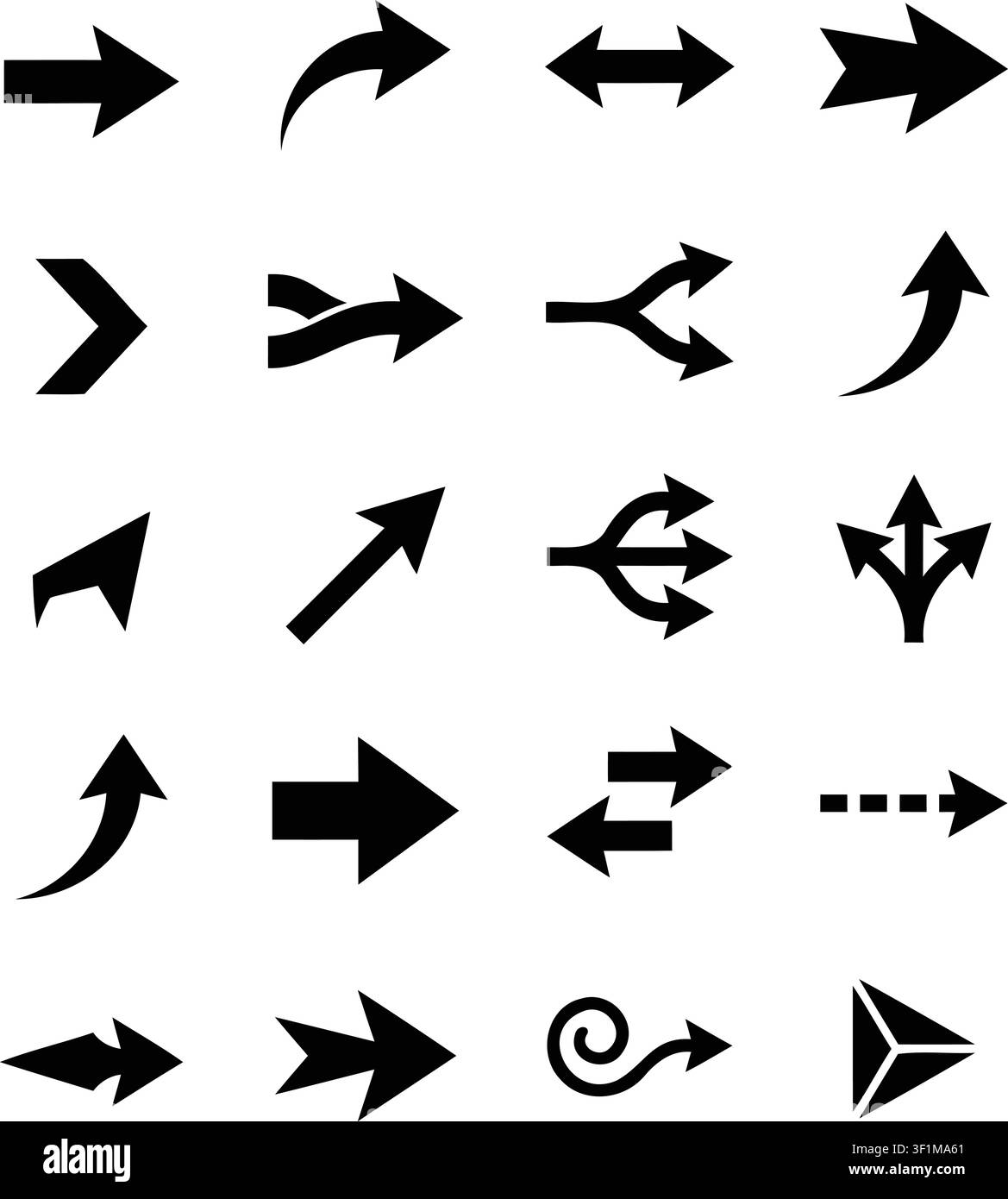 Black arrow set direction pointers silhouette vector illustration on white Stock Vector