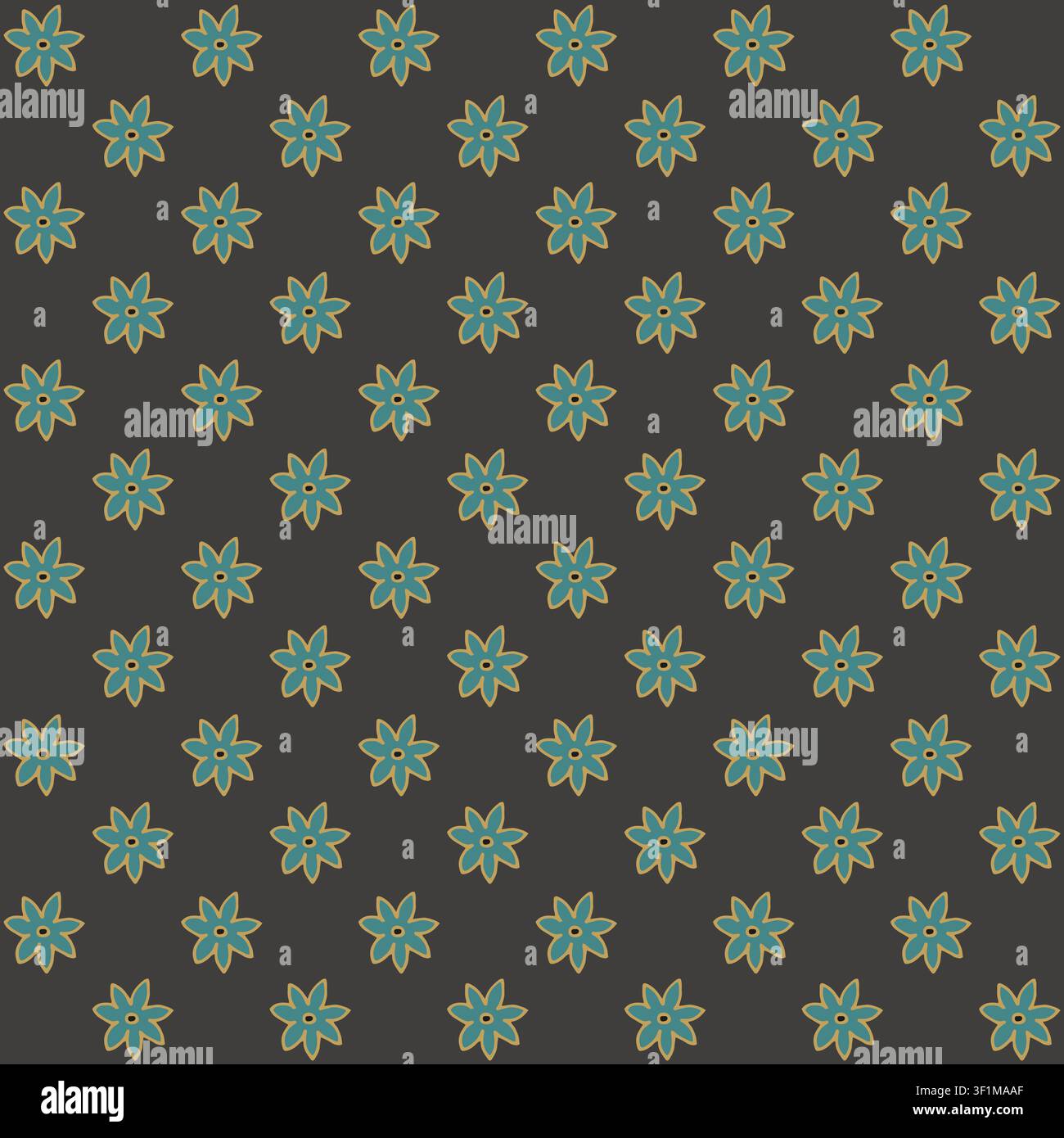 Minimalist Retro Geometric Star Flowers Stock Vector