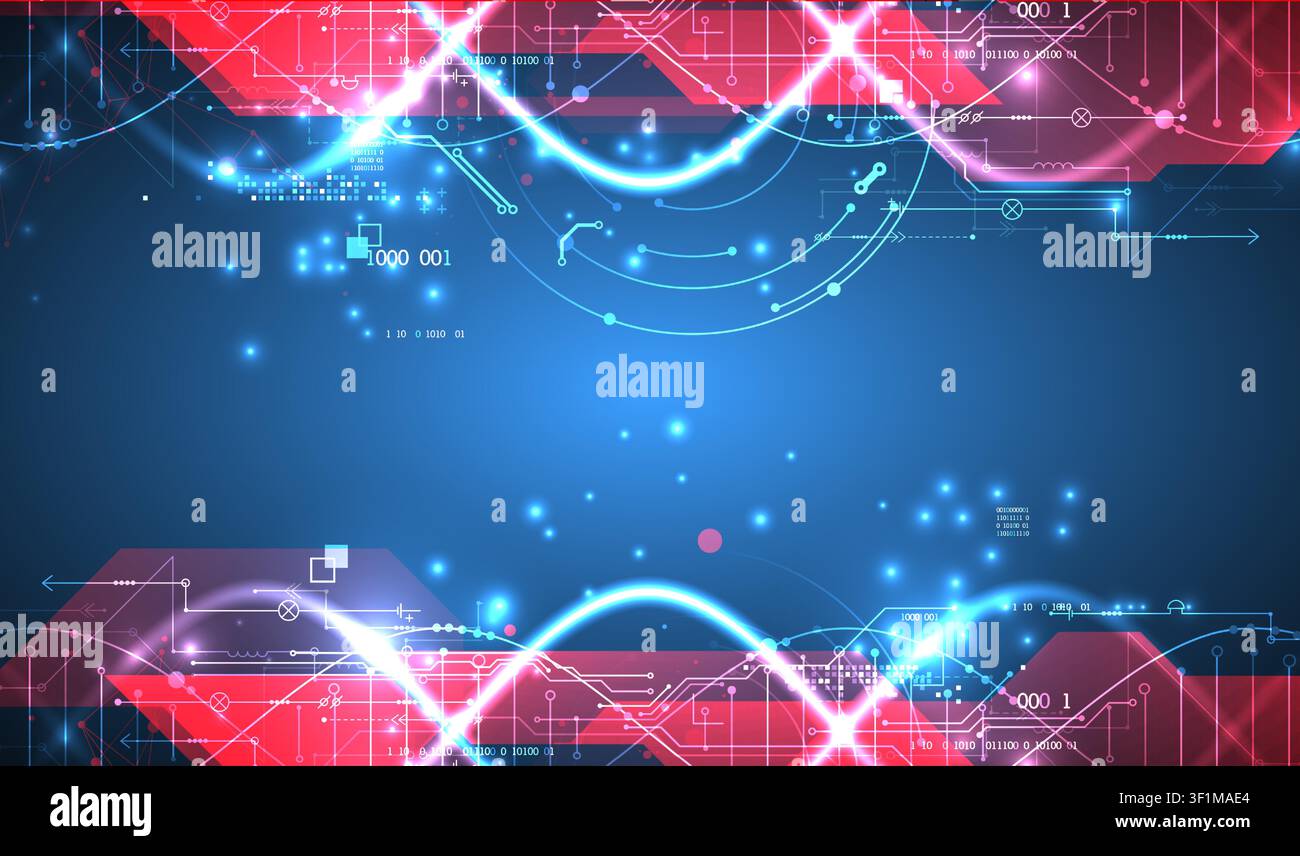 Futuristic digital DNA background with neon molecule structure. Vector Stock Vector