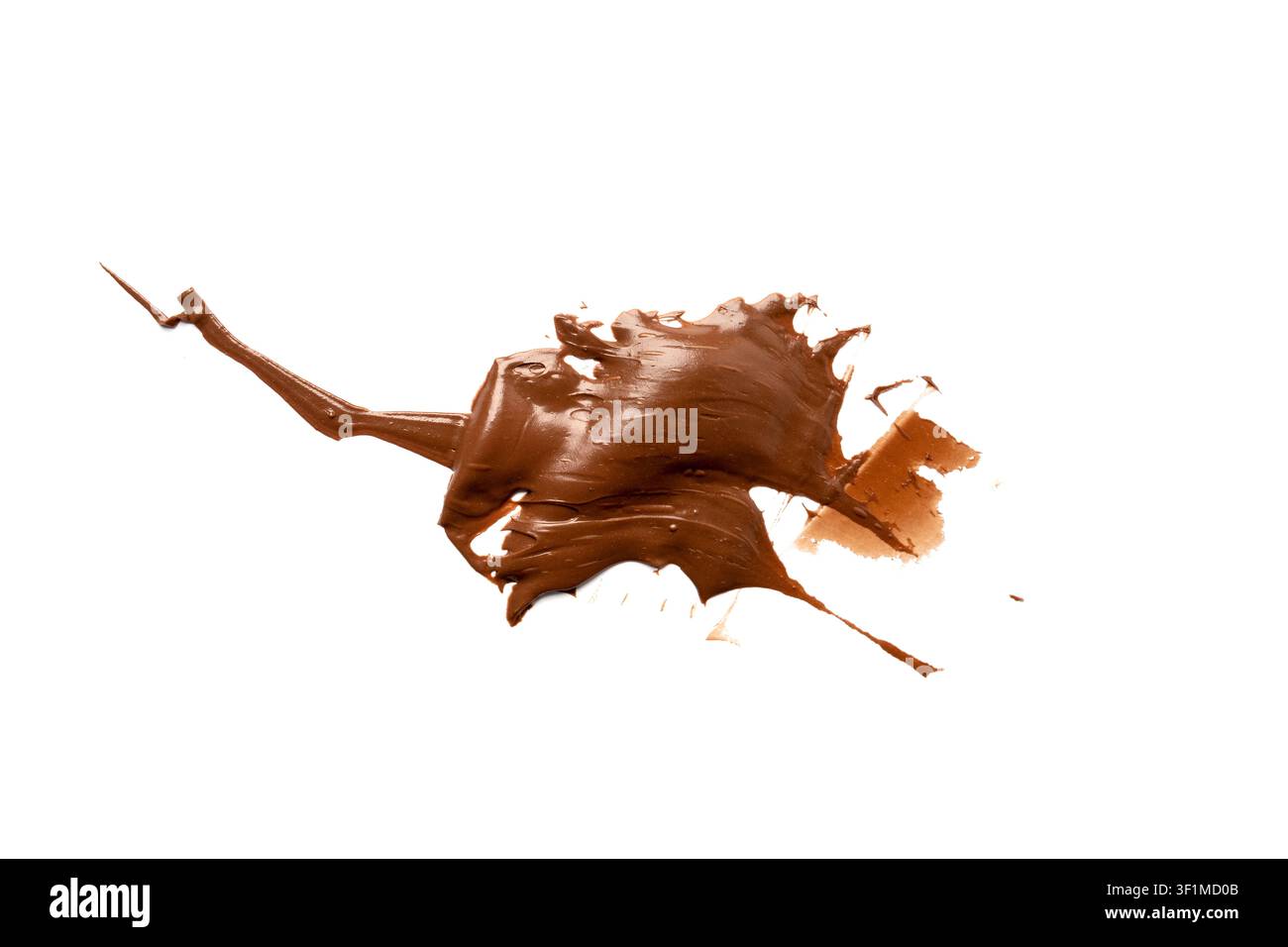 Chocolate Smear Isolated, Melted Chocolate Texture on White Background, Chocolate Sauce Pattern, Cocoa Hazelnut Cream, Liquid Chocolate Paste, Brown C Stock Photo