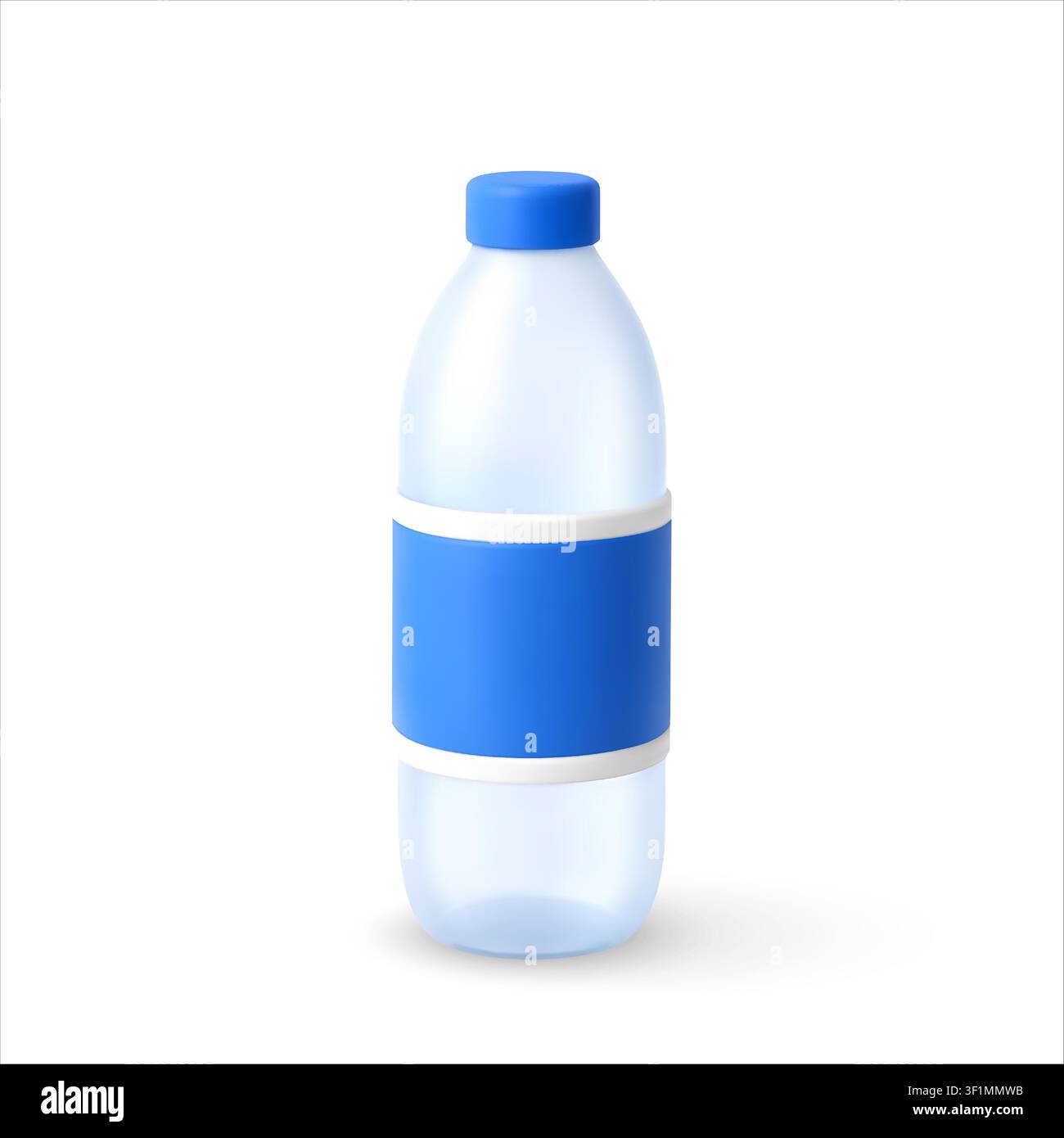 3D Plastic water bottle with blue label. Stock Vector