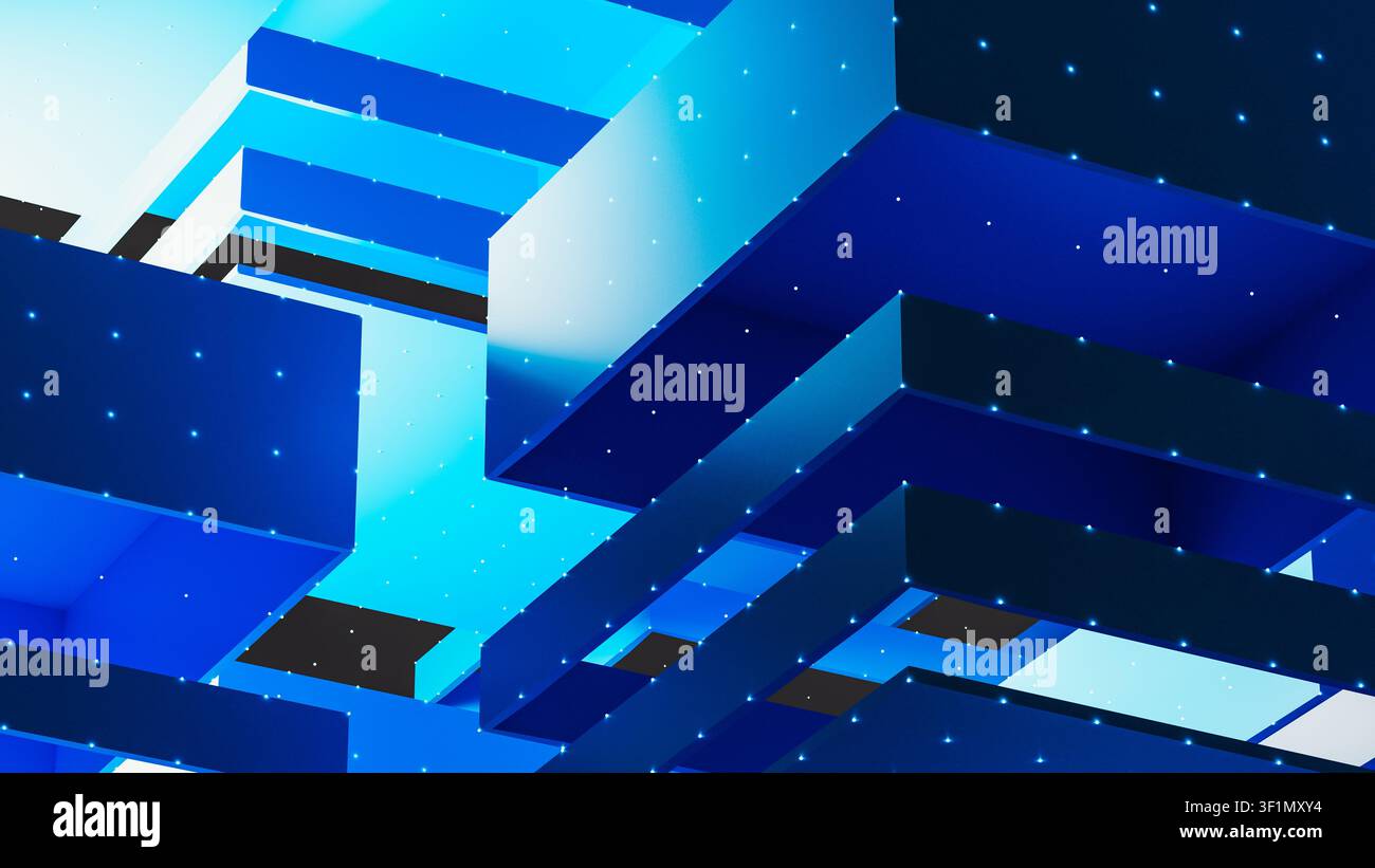 A cube structure made of layers. Each layer represents part of data architecture technology. Stock Photo