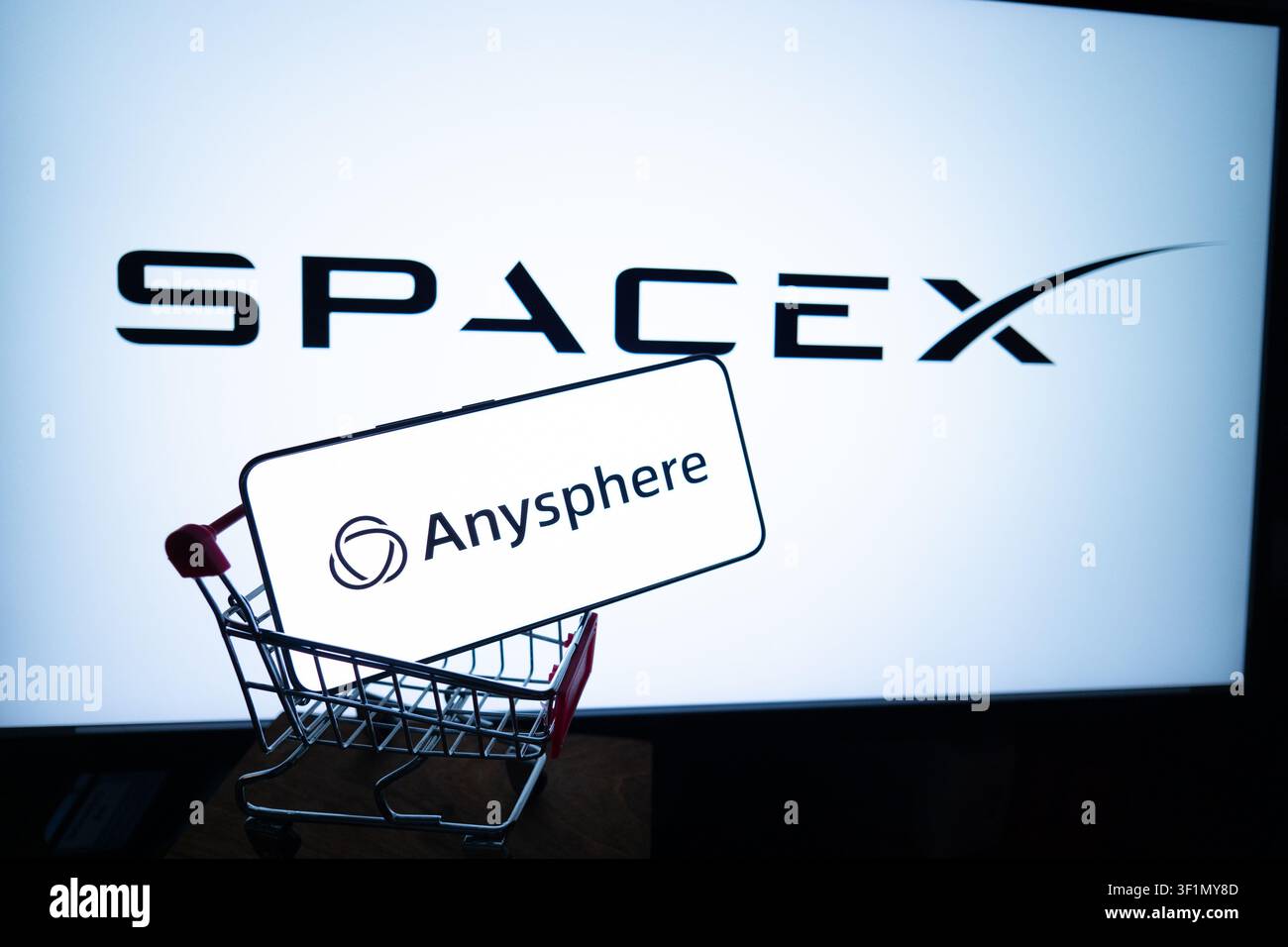 San Francisco, USA -July 14, 2026：SpaceX has officially confirmed an agreement to acquire Anysphere Inc., the developer of the AI code editor Cursor, Stock Photo