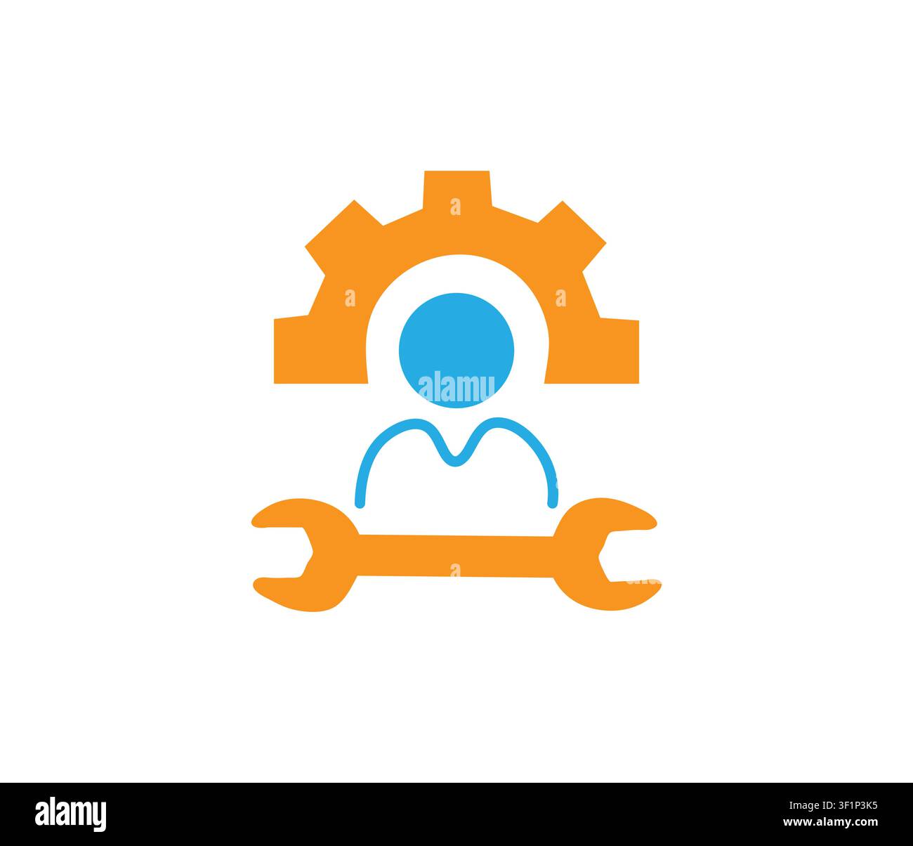 technician icon with gear - wrench and repair service person vector illustration Stock Vector