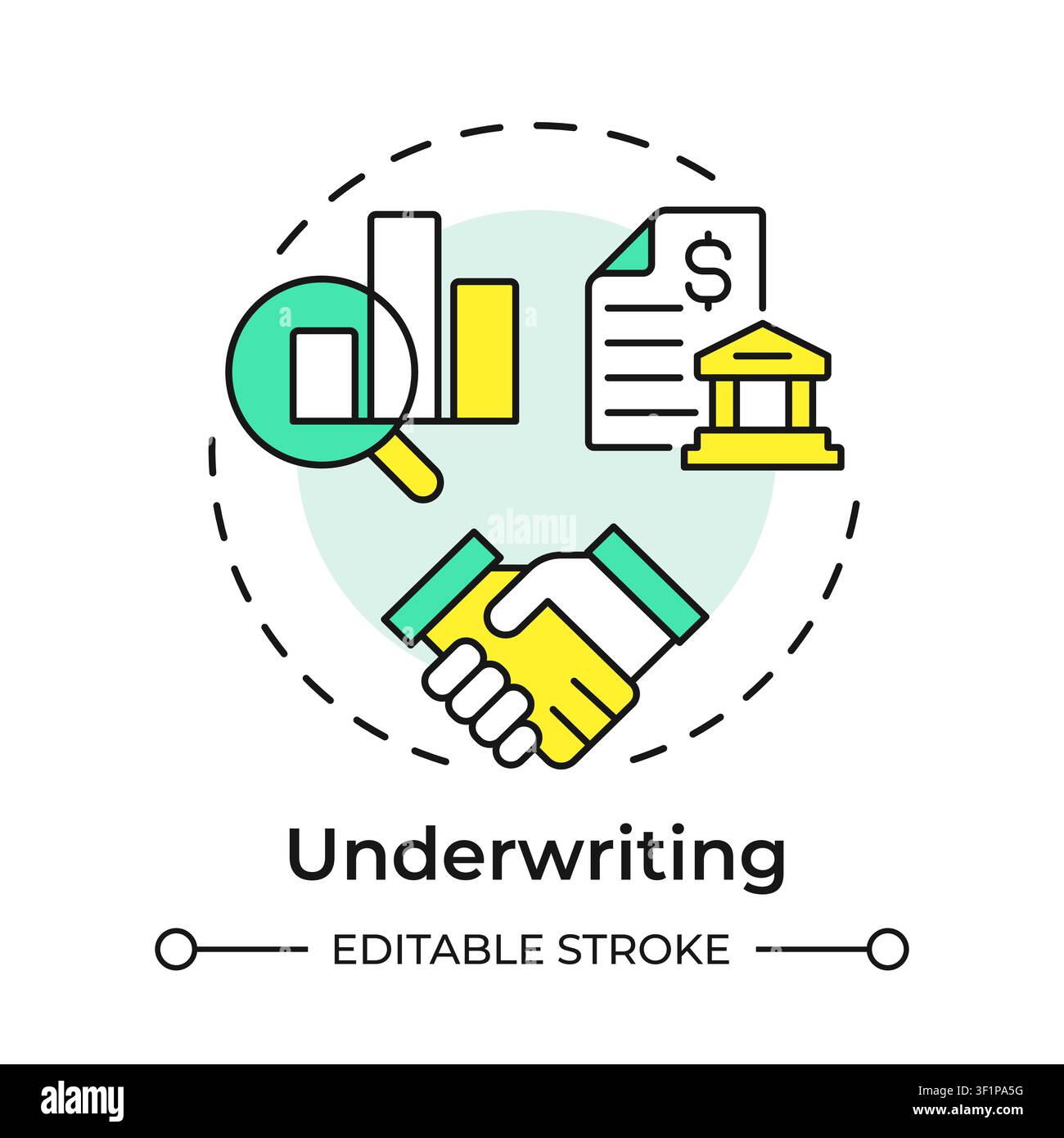 Underwriting multi color concept icon Stock Vector