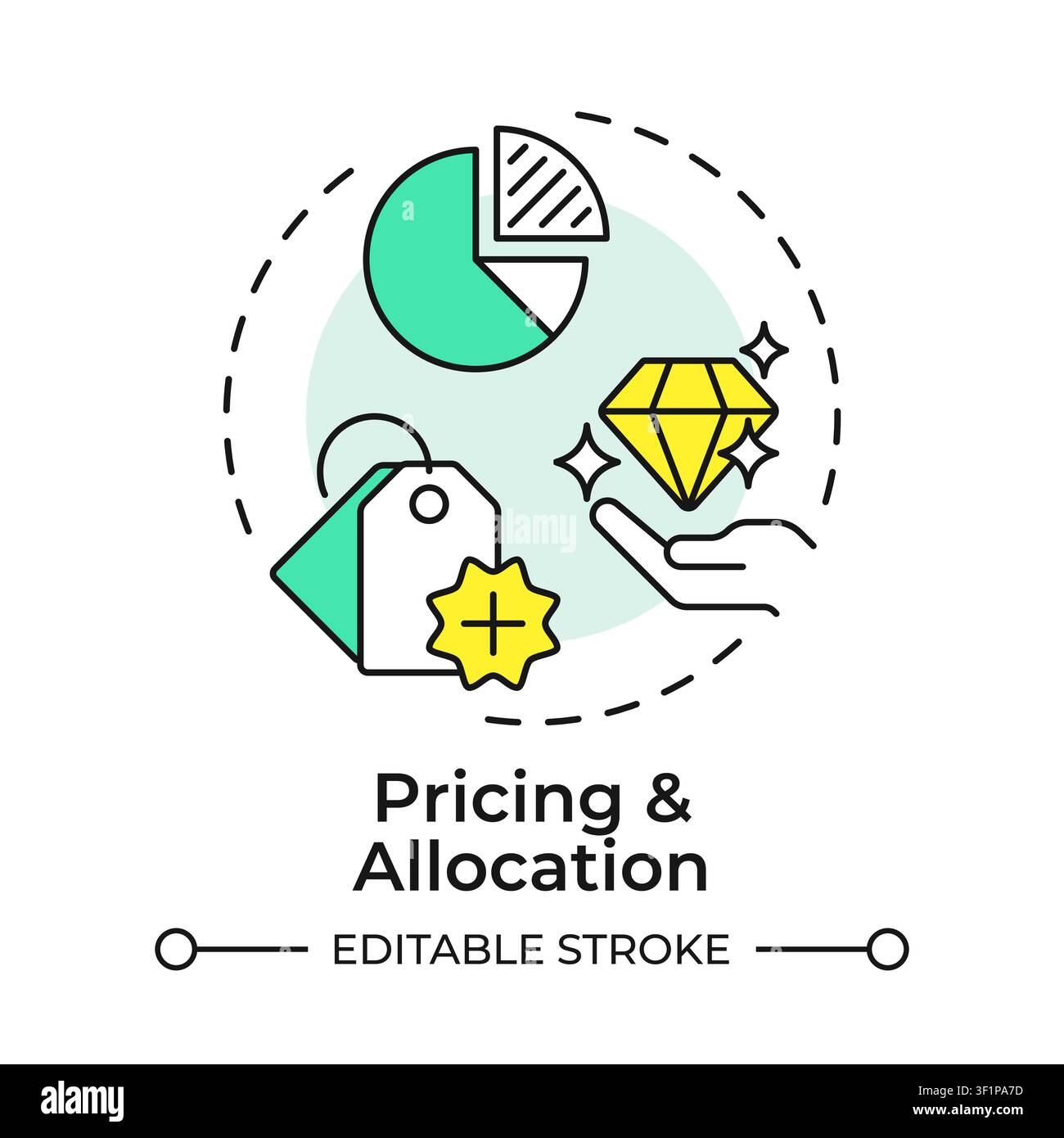 Pricing and allocation multi color concept icon Stock Vector