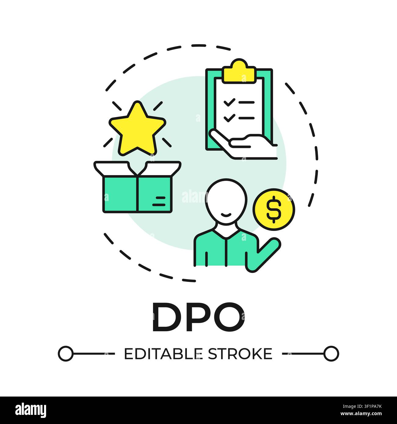 DPO multi color concept icon Stock Vector