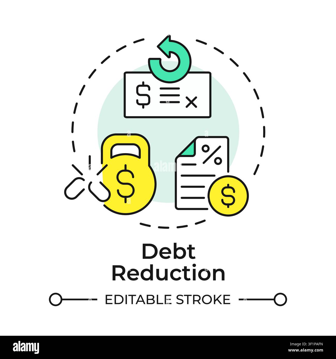 Debt reduction multi color concept icon Stock Vector