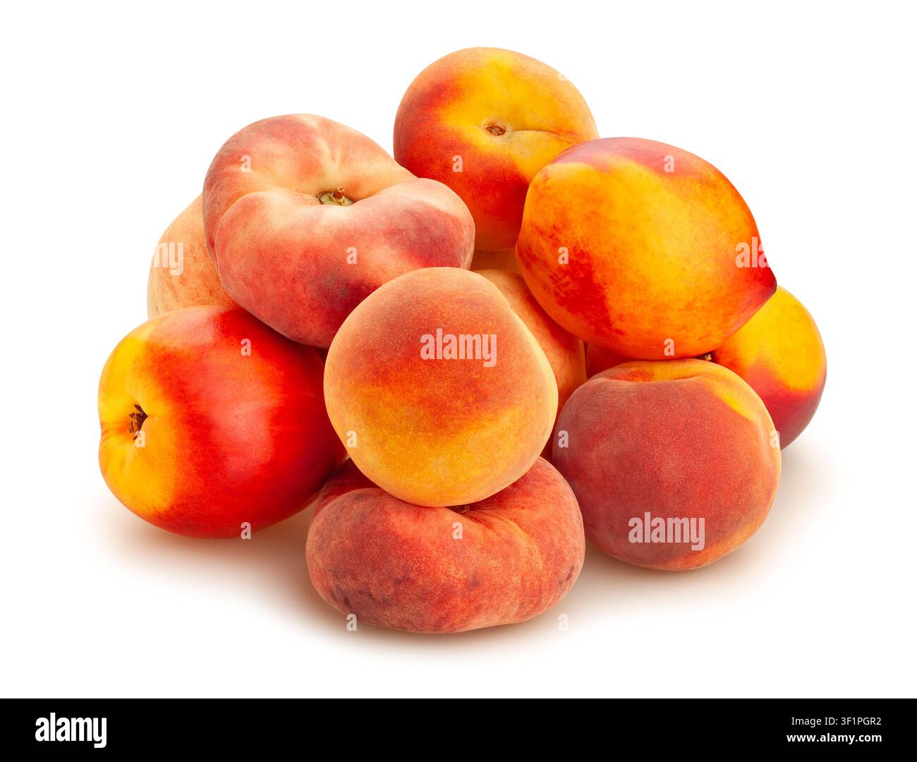 peaches mix path isolated on white Stock Photo