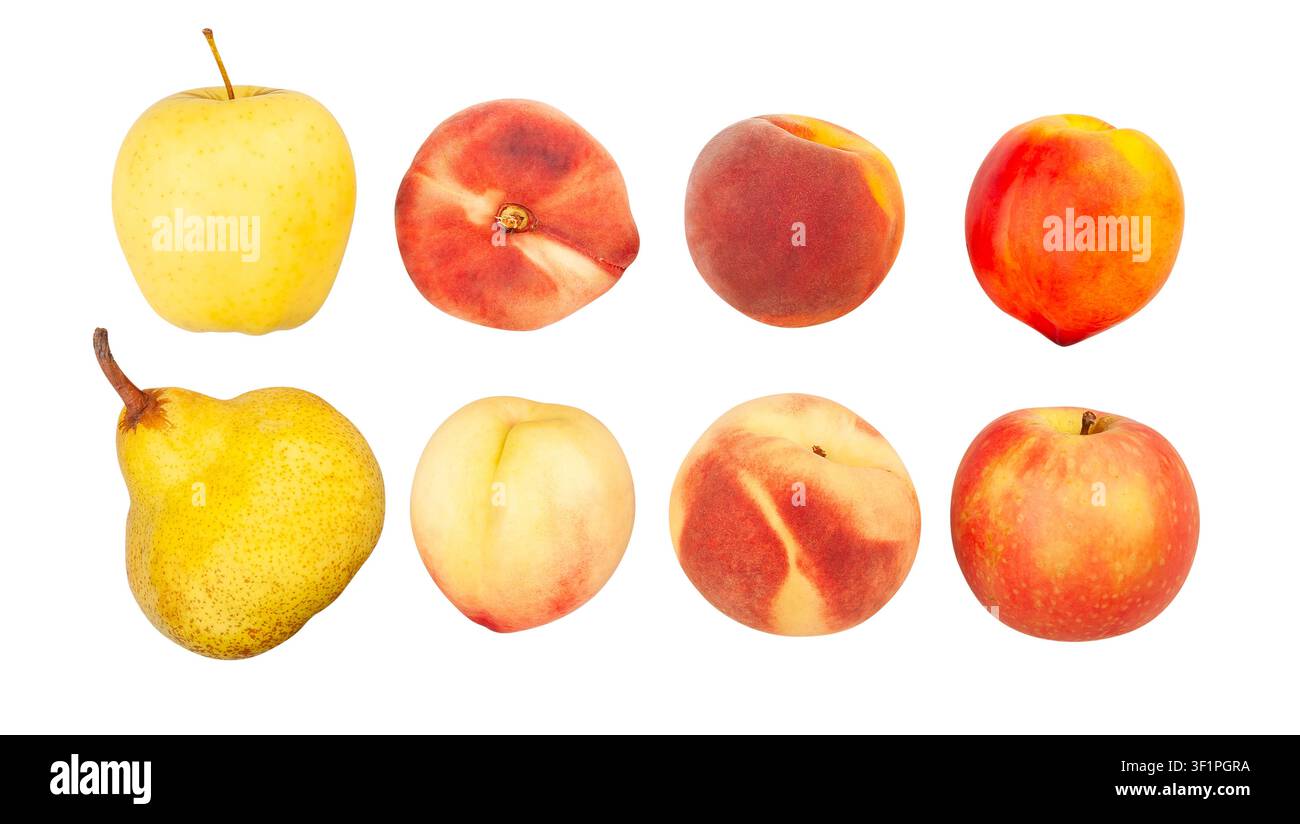 mixed fruits path isolated on white Stock Photo