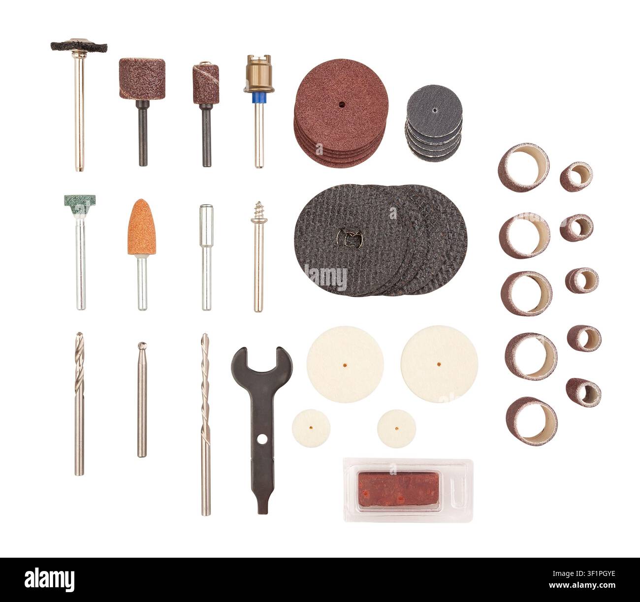 multitool bits set path isolated on white top view Stock Photo
