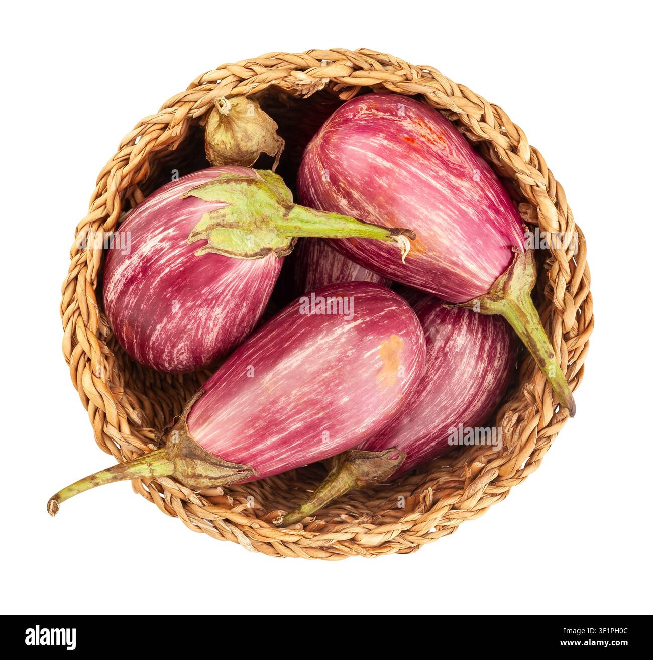 aubergine eggplant path isolated on white top view Stock Photo