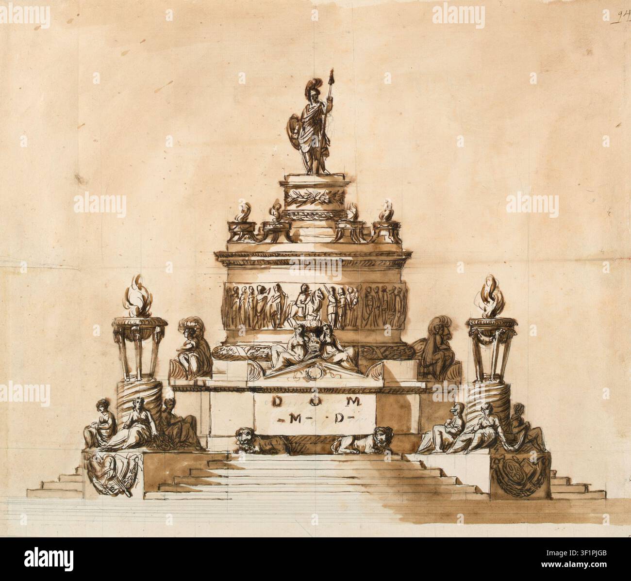 Neoclassical architecture drawing hi-res stock photography and