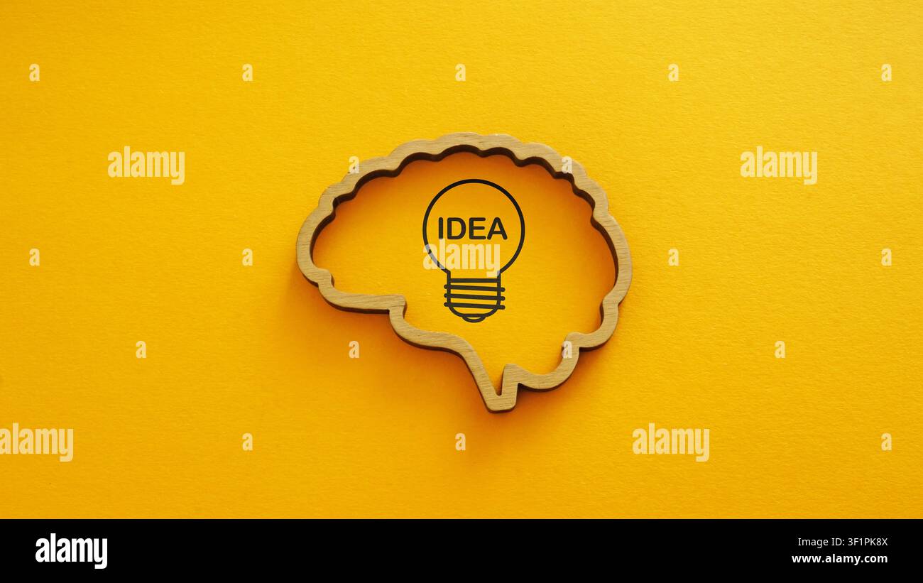 Creative idea inside brain highlighting innovation and problem solving. Stock Photo
