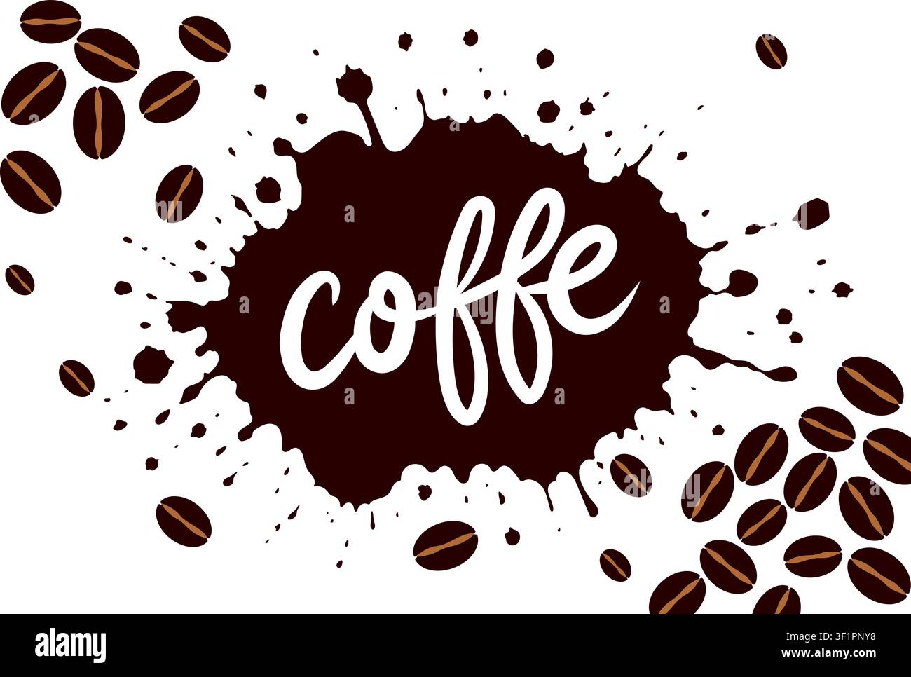 Coffee Beans Background – Fresh Roasted Coffee Pattern, Flat Vector Illustration Stock Vector