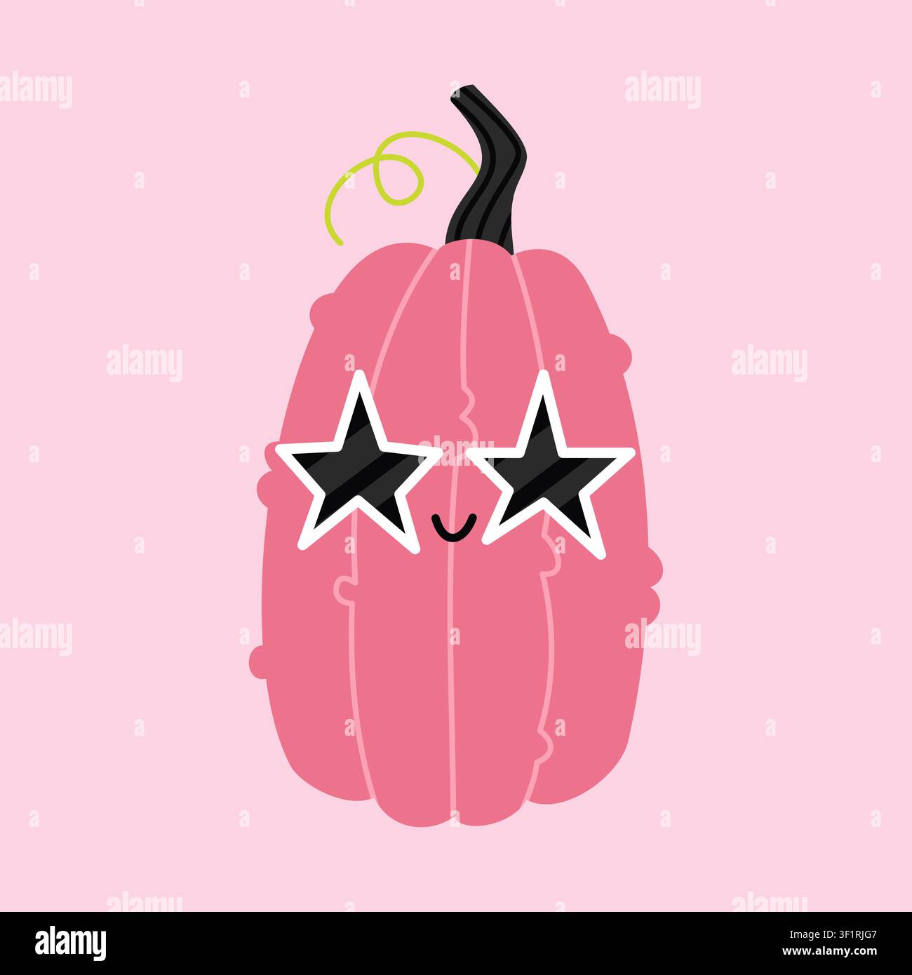 Cute pink pumpkin in star sunglasses vector Stock Vector