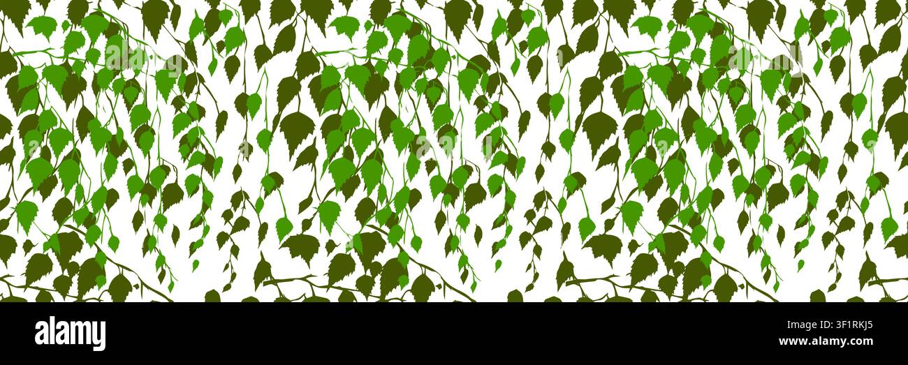 Birch seamless pattern. Hand drawn. Not AI, vector illustration. Stock Vector