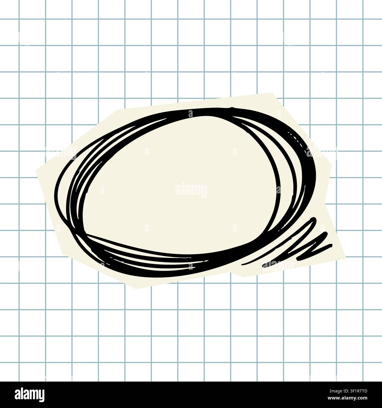 Hand drawn scribble circle frame on grid paper  Stock Vector