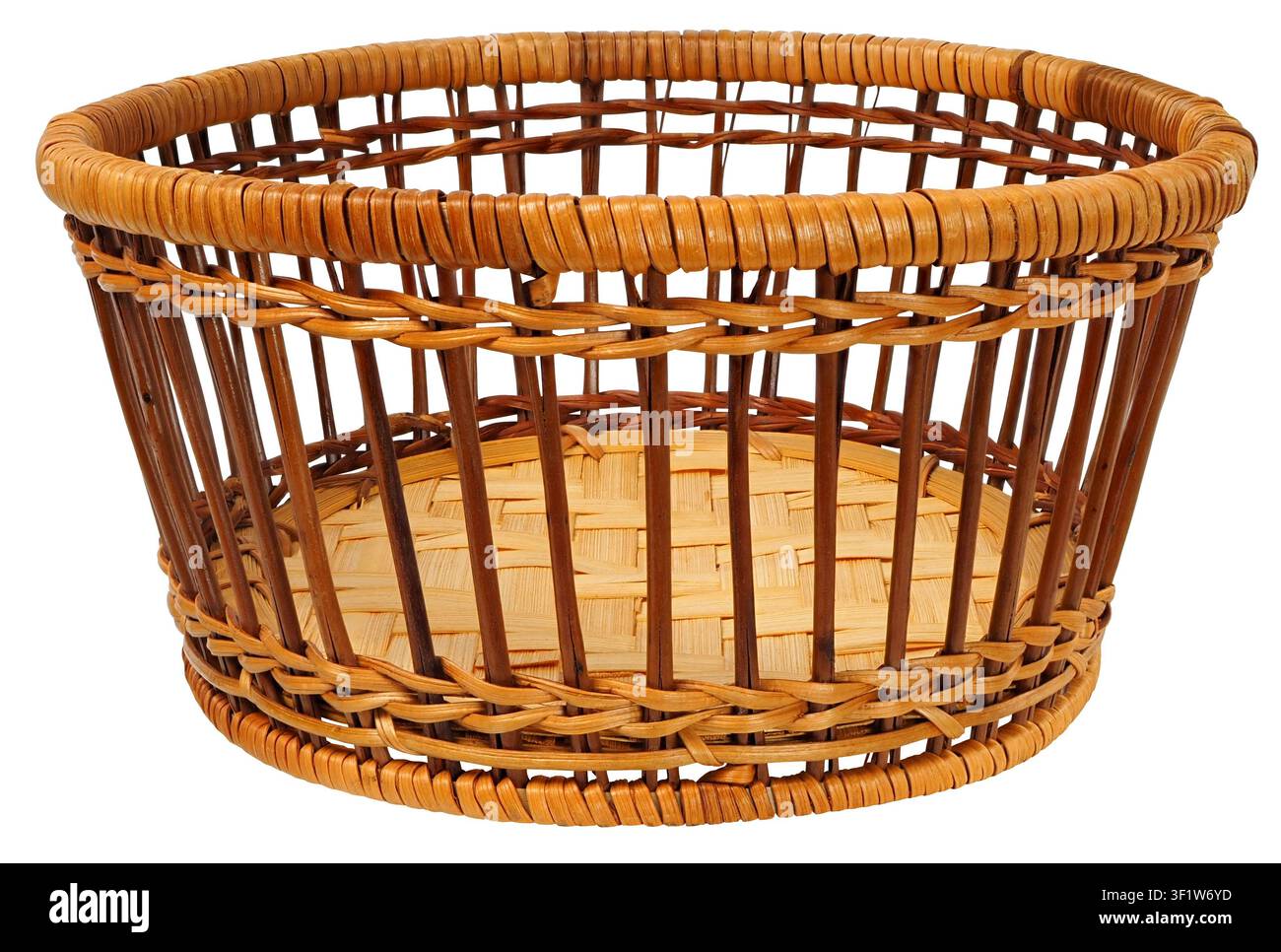 Empty wicker basket on white background Stock Photo