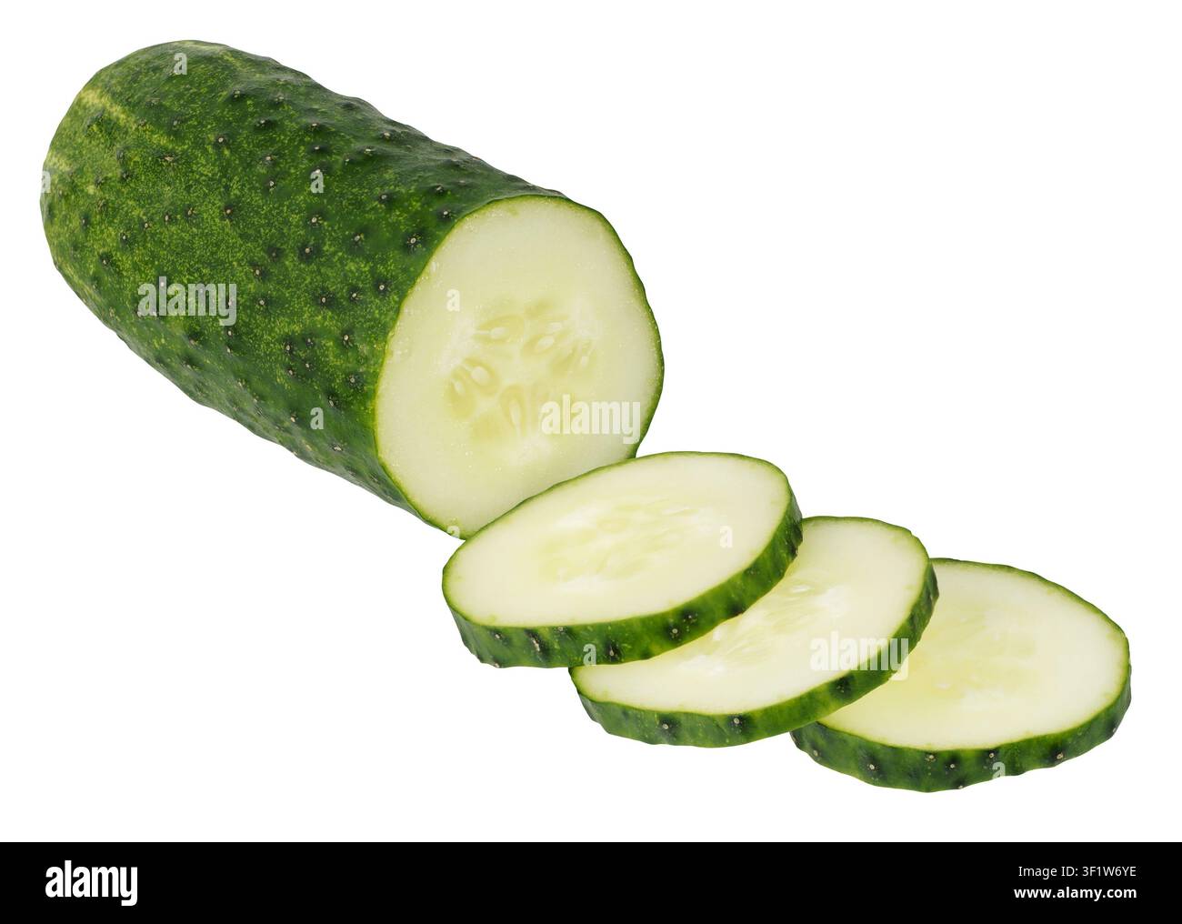 Sliced cucumber isolated on white background Stock Photo
