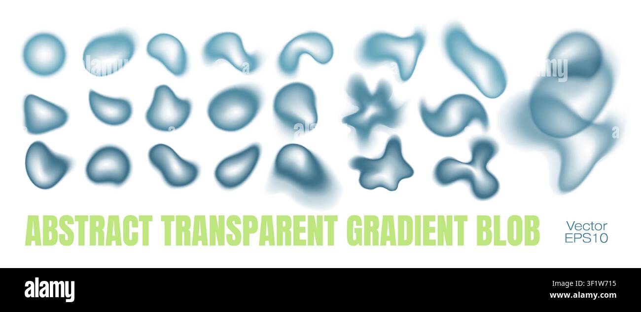 Vector Abstract Transparent Blob Graphic. Gradient Organic Shape. Distorted Liquid Drop Element. Stock Vector