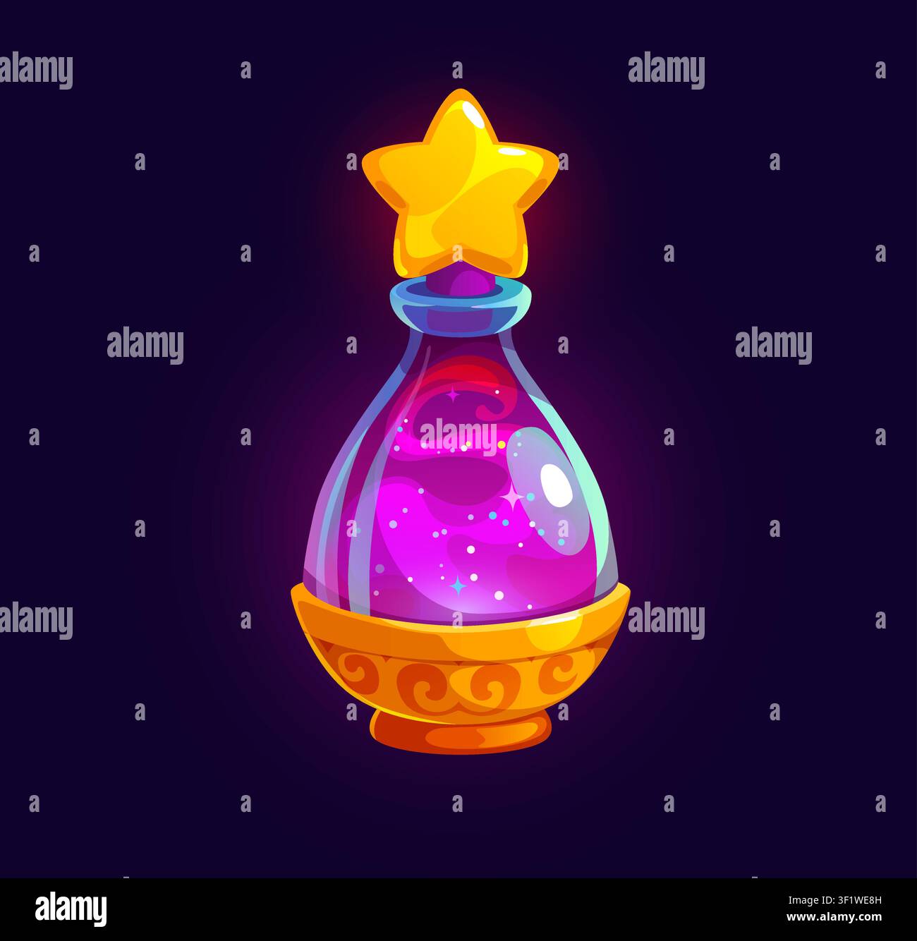 Cartoon Halloween potion bottle or spell elixir Stock Vector