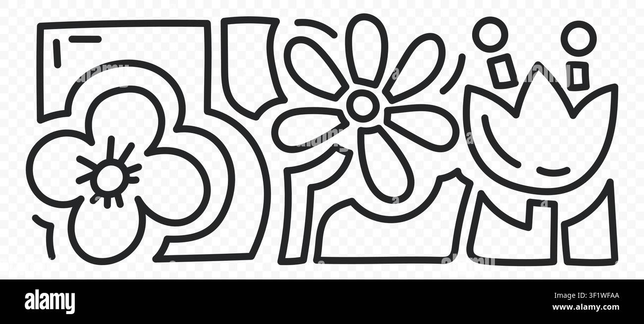 Hand Drawn Flower Doodle Set Stock Vector