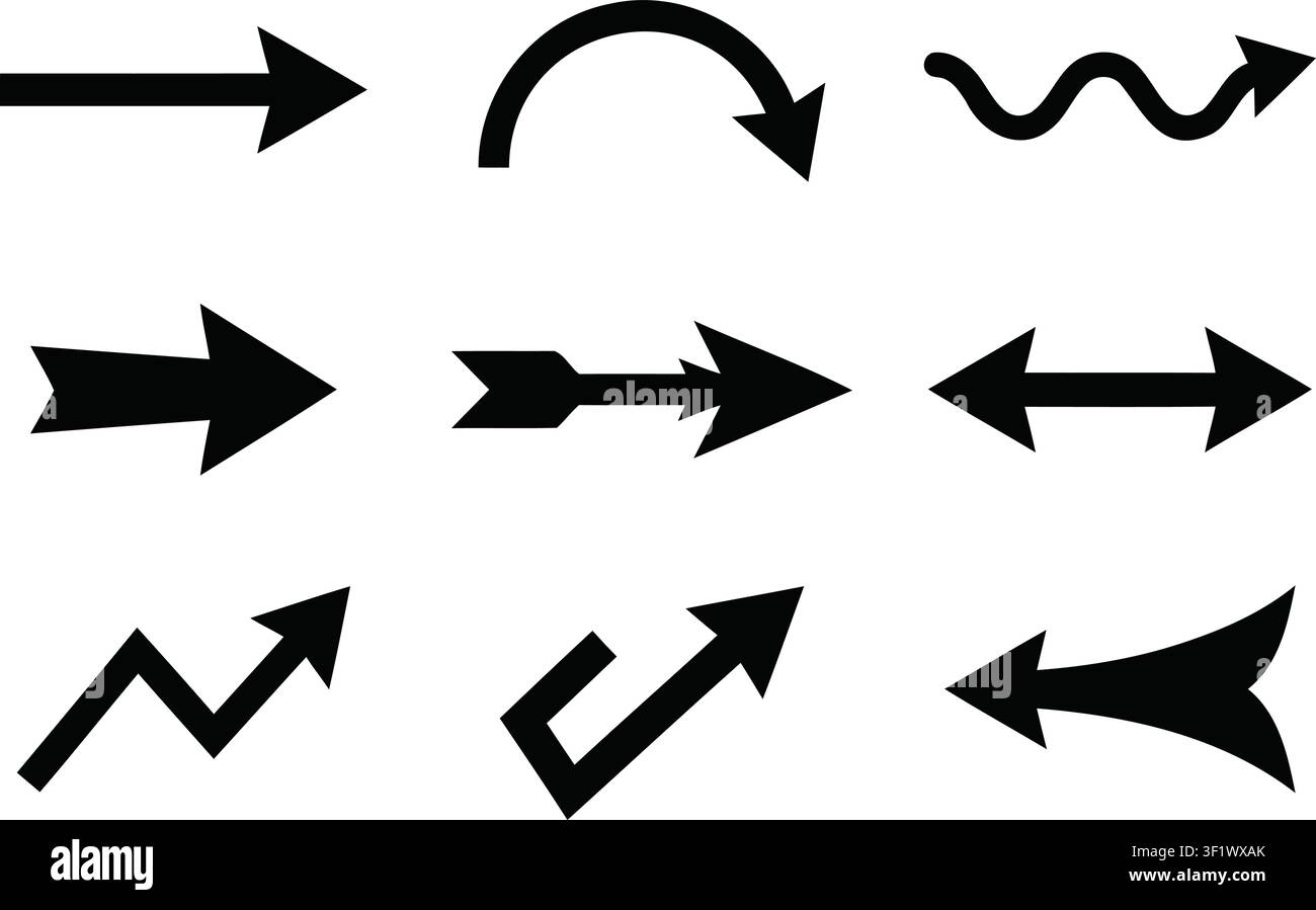 Geometric arrow silhouette set vector illustration graphics Stock Vector