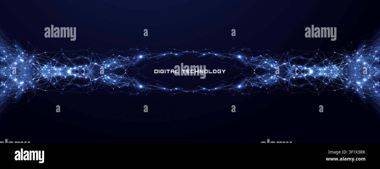 Digital Network Corner Background With Blue Polygon Mesh Stock Vector