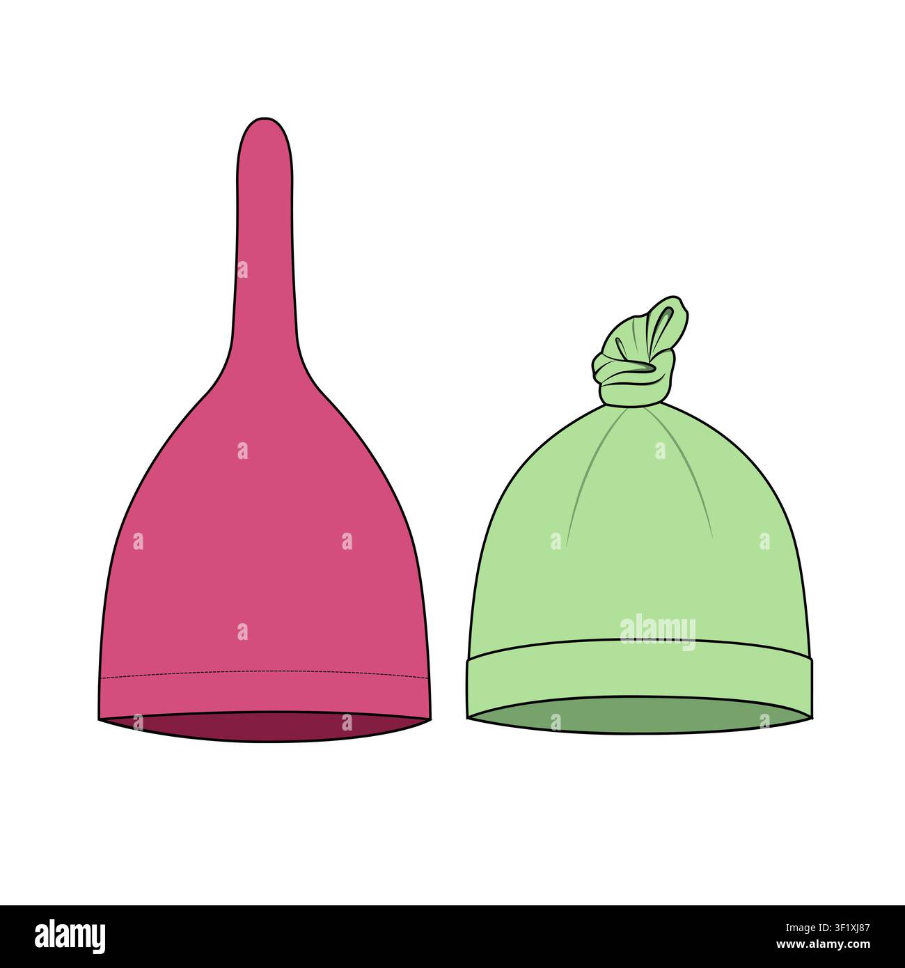 Baby beanie technical illustration vector mockup template. Stock Vector