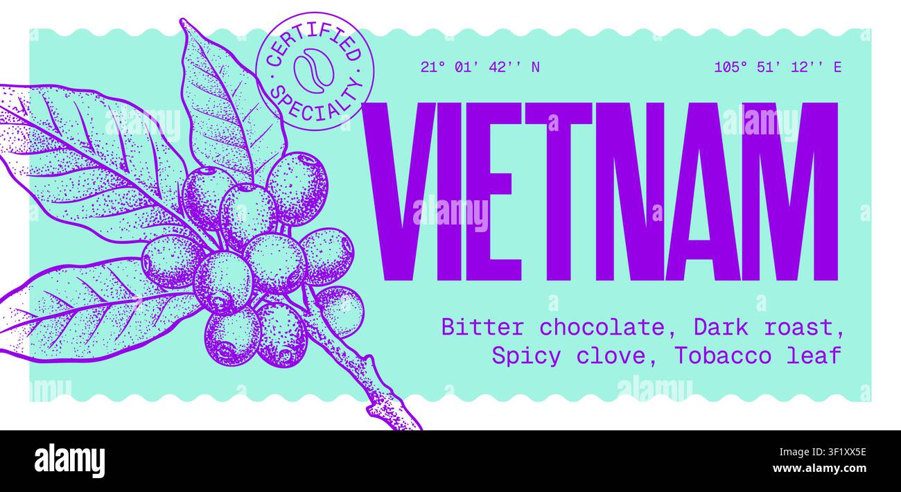 Coffee bean branch. Label, tag Stock Vector