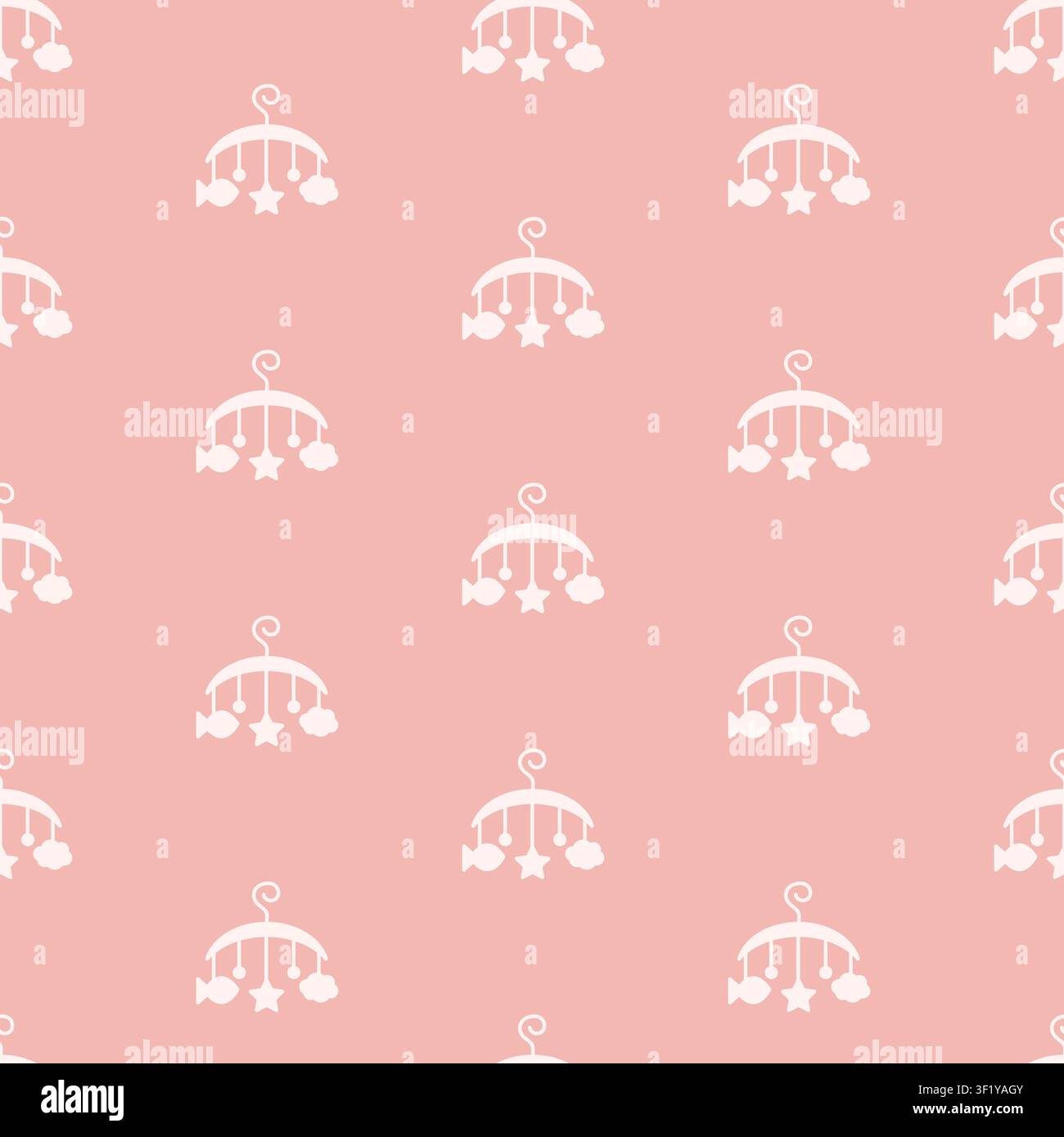 Baby vector seamless pattern with hanging mobile Stock Vector