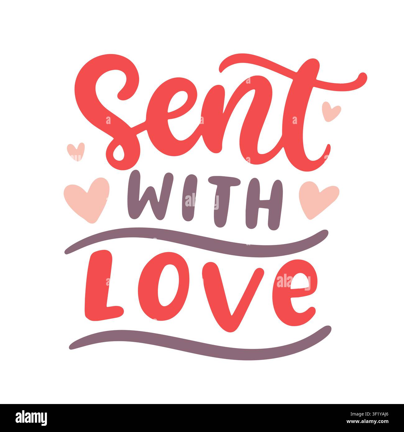 Sent with love vector lettering for handmade order Stock Vector