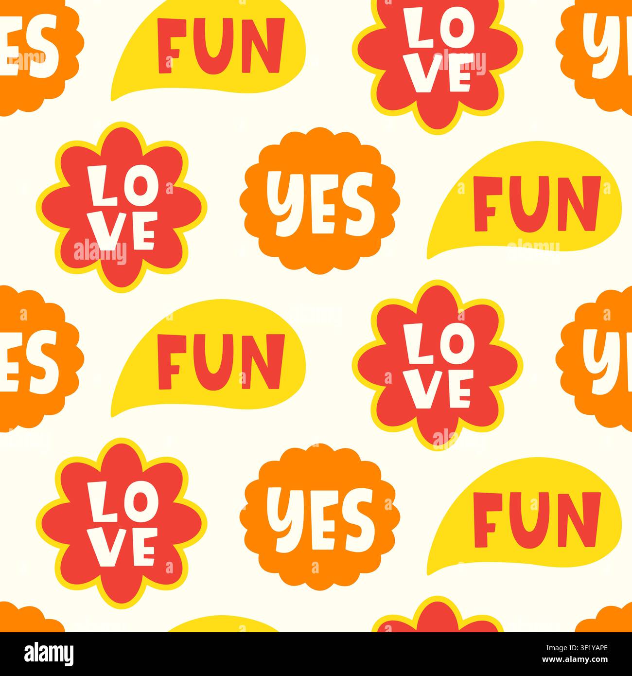 Bright chat bubble word sticker seamless pattern Stock Vector