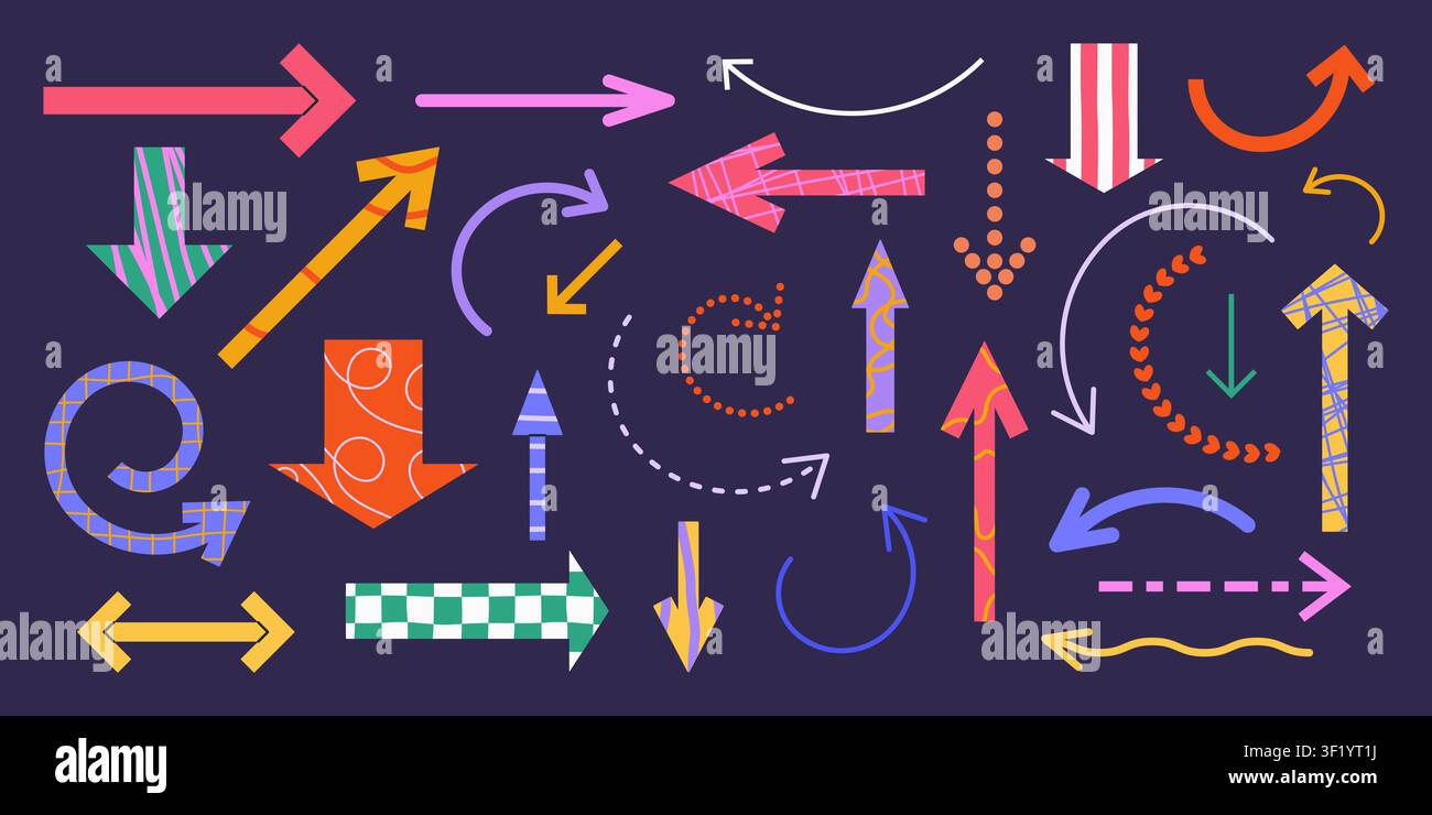 Set of different arrows. Isolated vector elements. Stock Vector