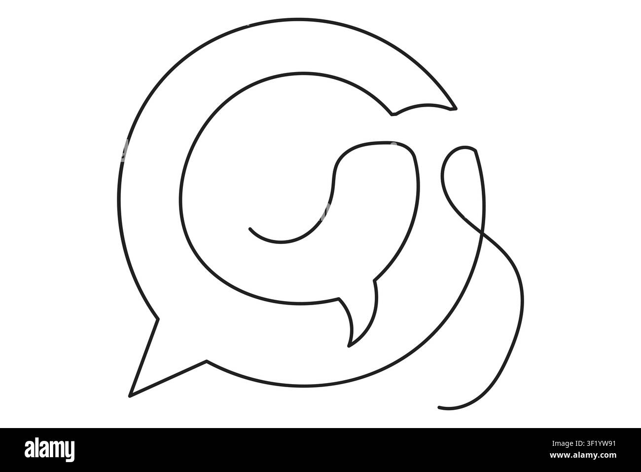 Continuous One Line Speech Bubble Chat Icon Minimal Outline Vector Illustration Stock Vector