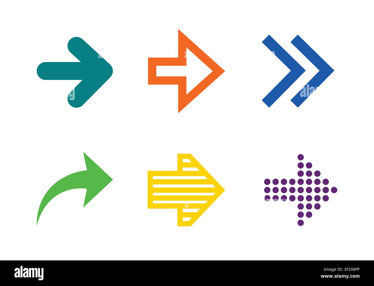 Arrow icon set with directional symbols for navigation, interface, workflow and wayfinding vector Stock Vector