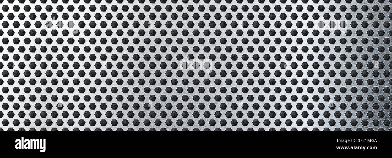 Gold seamless perforated metal sheet realistic texture. Metal chrome grill plate with small octagon holes. Modern design carbon radiator bg. Macro spe Stock Vector