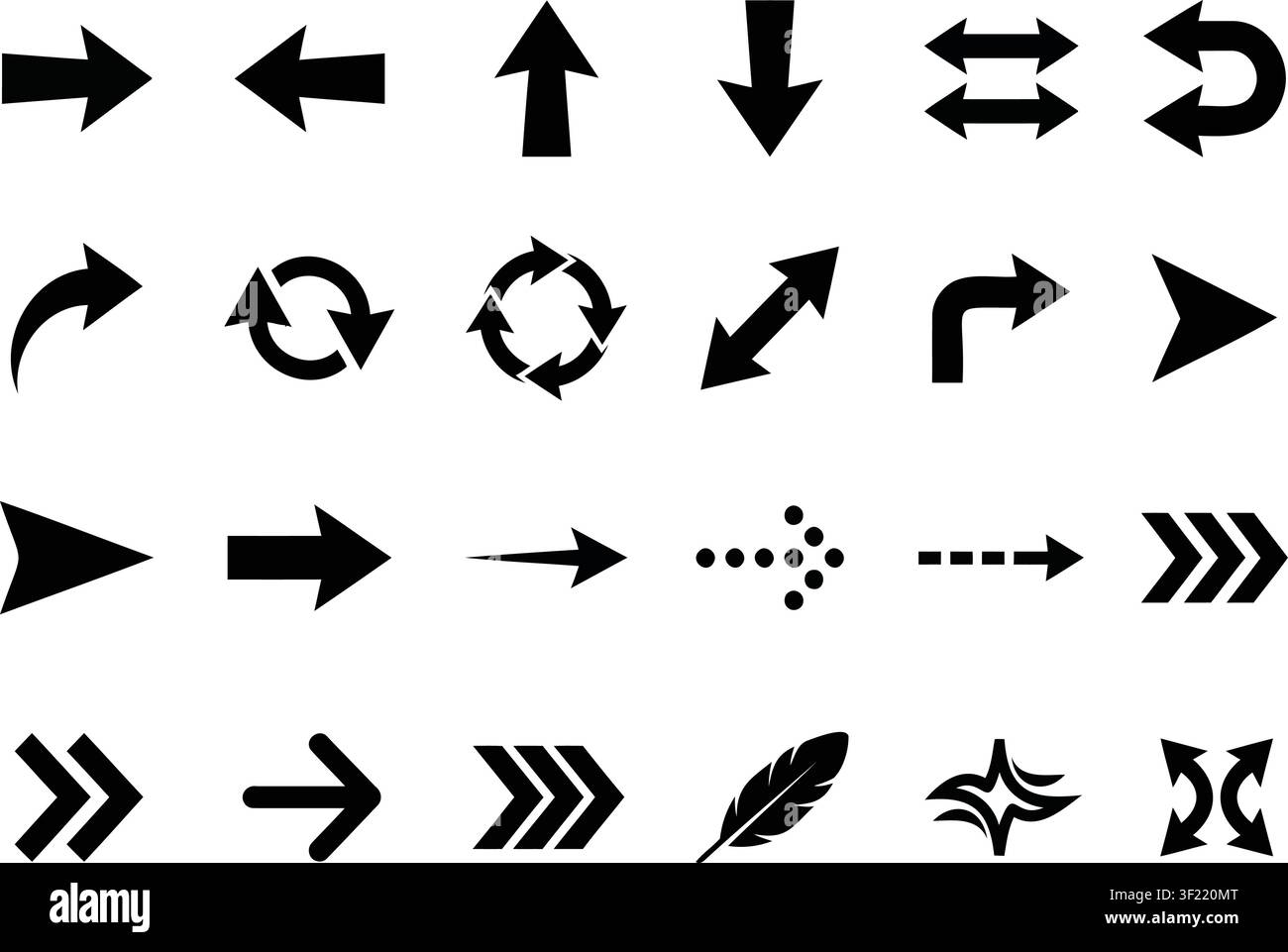 Unique arrow vector silhouettes big collection on white background Stock Vector
