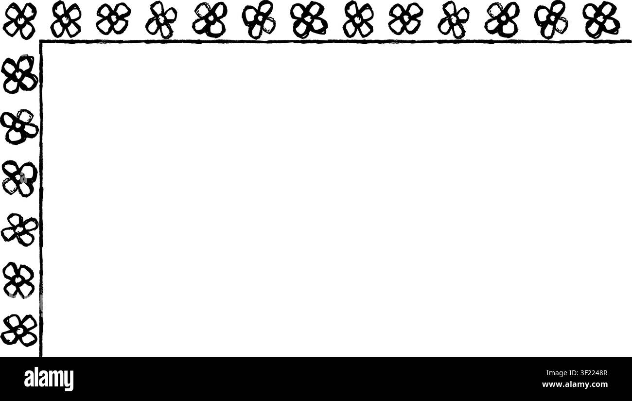 Rectangular frame made with daisies from hand-drawn sketches to give your vector designs a "handmade" touch. Stock Vector