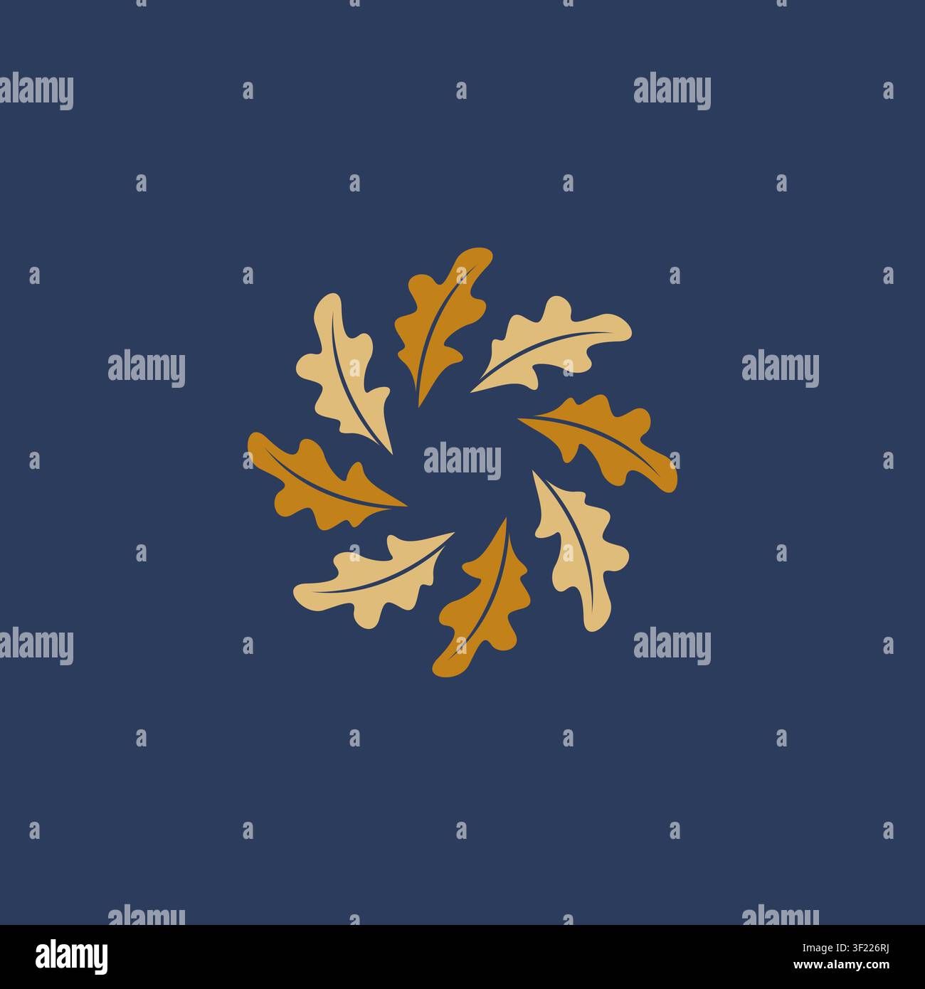 Oak Leaf Circle Logo Design Vector Illustration Stock Vector