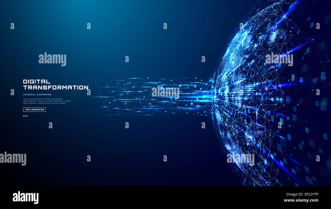 Illuminated digital globe formed from network nodes  Stock Vector