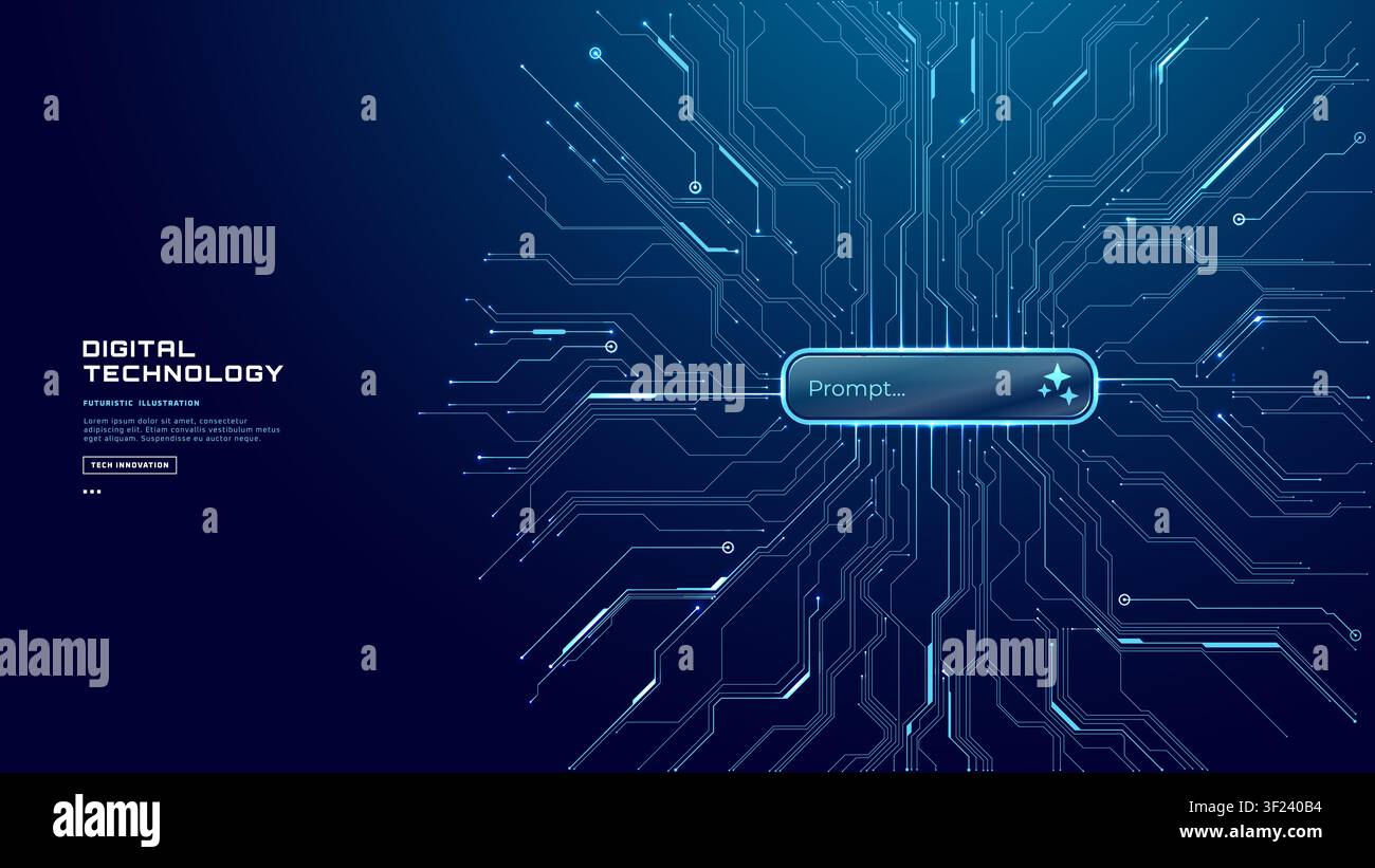 Glowing blue interface featuring circuit board patterns Stock Vector
