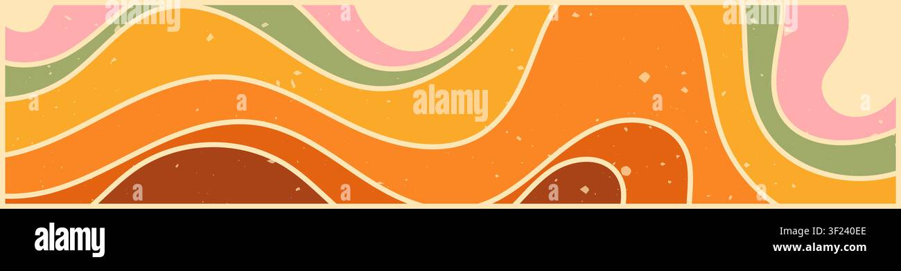 Zebra groovy banner with color waves. Stock Vector