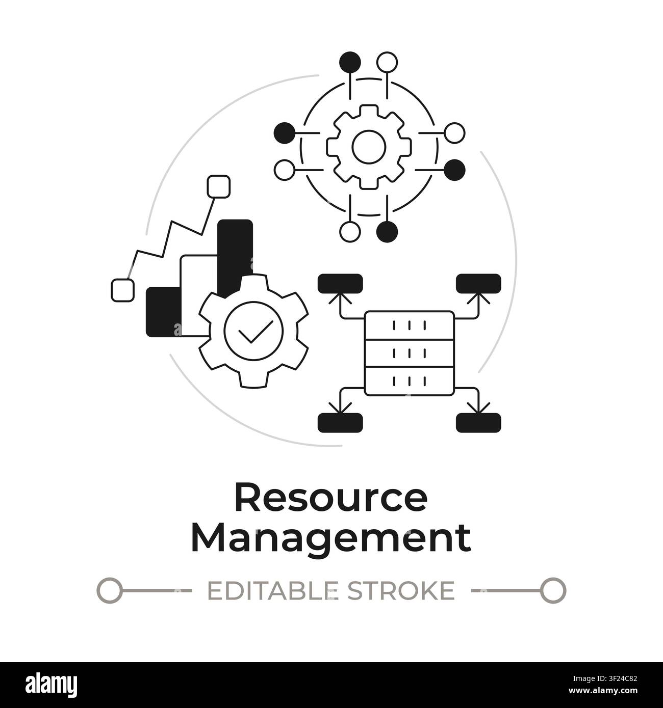 Resource management modern flat line concept icon Stock Vector